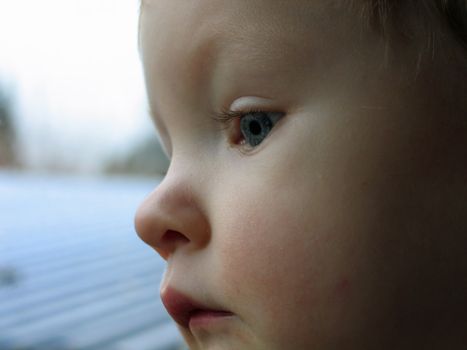 Sad and shy expression young child