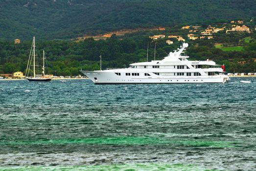 Luxury yacht at the mediterranean coast of French Riviera