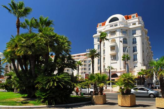 Luxury hotel on Croisette promenade in Cannes