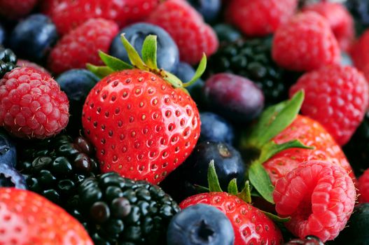Background of assorted fresh berries close up