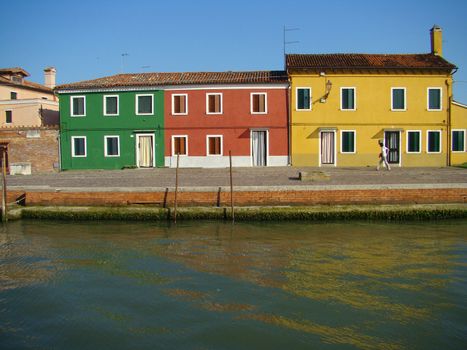       houses on Mazzorbo islet, one of the venetian lagoon islands. Venice, Italy          
