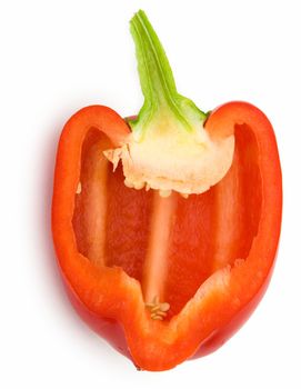 Half sweet pepper on a white background