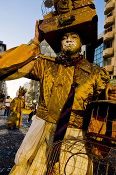 Montevideo Uruguay February 2009 -   costumed person in the annual national carnaval