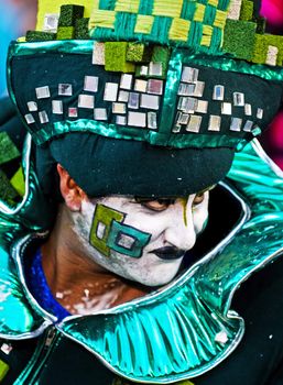 Montevideo Uruguay February 2009 -   costumed person in the annual national carnaval