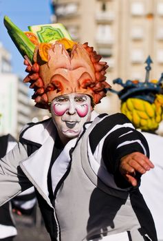 Montevideo Uruguay February 2009 -   costumed person in the annual national carnaval