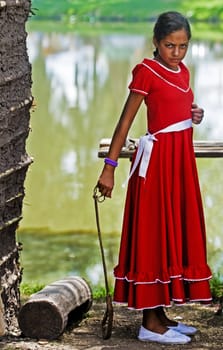 Tacuarembo, MAR. 7: a girl participant in the annual  festival of  "Patria Gaucha" on Mars 7, 2009. The Festival of the Gaucho Culture made in Tacuarembo north Uruguay