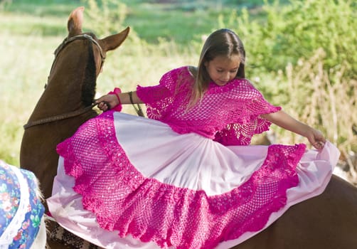 Tacuarembo, MAR. 7: a girl participant in the annual festival of "Patria Gaucha" on Mars 7, 2009. The Festival of the Gaucho Culture made in Tacuarembo north Uruguay