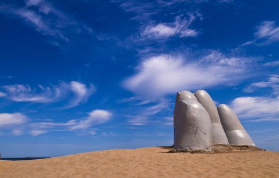 "the Hand" a famous sculpture in "Punta del este" Uruguay