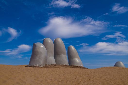 "the Hand" a famous sculpture in "Punta del este" Uruguay