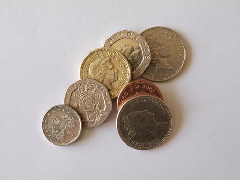 Close up of British silver and copper coins.