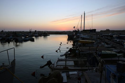 Old port at Jaffa at sunset