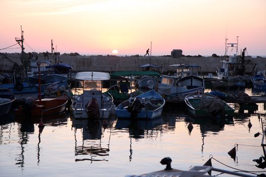 Jaffa old port at sunset