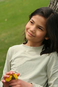 Little girl with thoughtful expression