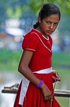 TACUAREMBO, URUGUAY - MAR 7 :A Girl Participant in the annual festival "Patria Gaucha" March 7, 2009 in Tacuarembo, Uruguay. It is one of the biggest festival in South America to celebrate gaucho culture