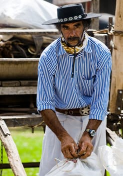 TACUAREMBO, URUGUAY - MAR 7 : Participant in the annual festival "Patria Gaucha" March 7, 2009 in Tacuarembo, Uruguay. It is one of the biggest festival in South America to celebrate gaucho culture