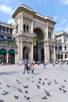 Entrance to Galleria Vittorio Emanuele as seen from Piazza Duomo - Milan Italy - Esclusive to Yay