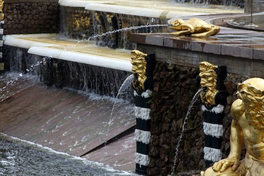 Fragment of the main fountain in Peterhof