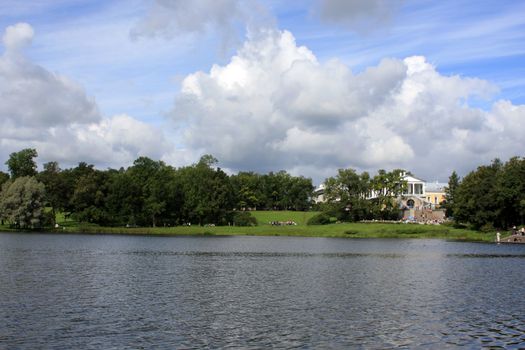 The main lake in park of Pushkin