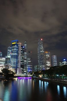 View of Singapore buisiness district in the night