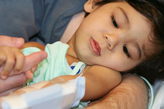 Sick baby in hospital