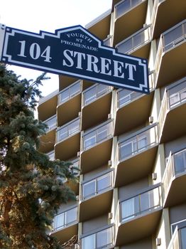 Street sign in downtown area.