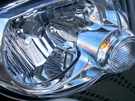 Close up of domestic car headlights.