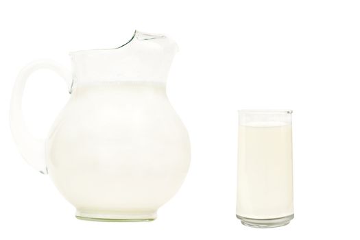 Glass pitcher of milk