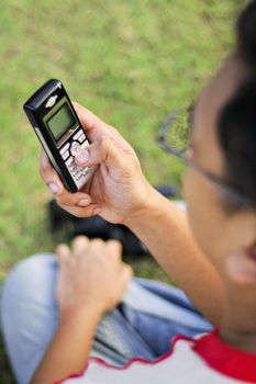 Man holding his mobile phone