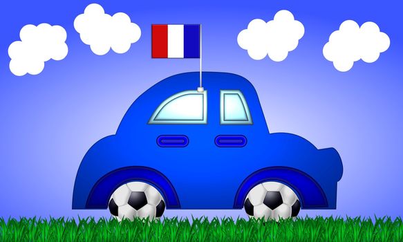 fan car france with flag