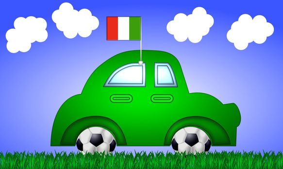 italy fan car with flag