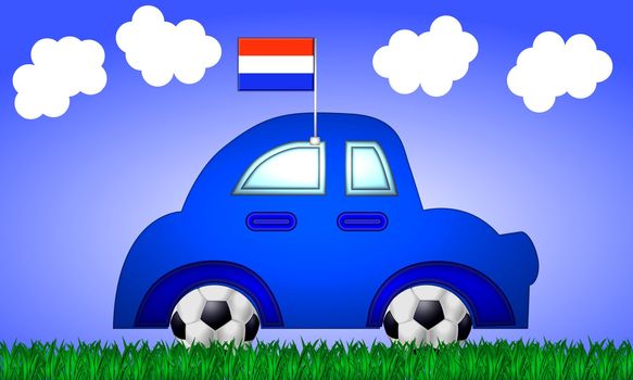 fan car netherlands with flag