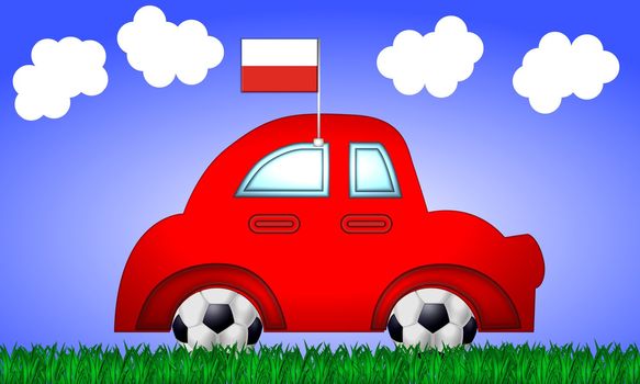 fan car poland with flag