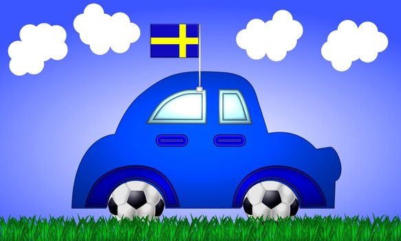 fan car sweden with flag