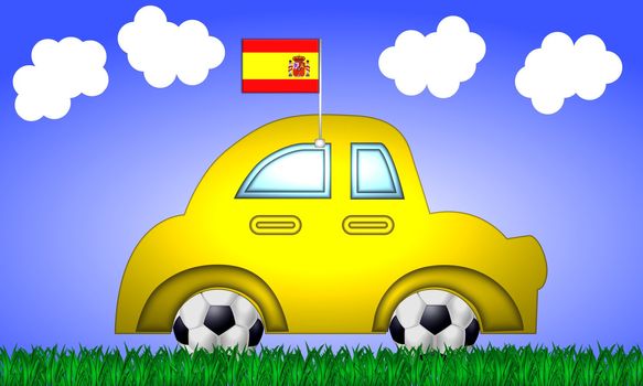 fan car spain with flag