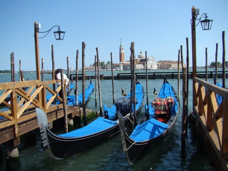 gondolas and San Giorgio Maggiore island 
