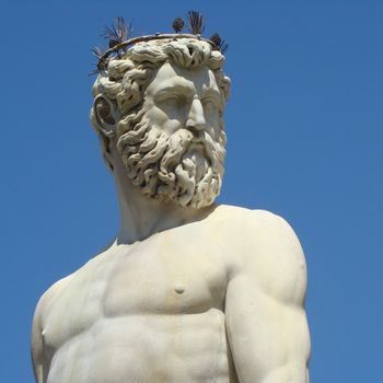 Detail of Fountain of Neptune in FlorenceTuscany Italymasterpiece of Renaissance by Ammannati and Giambologna Florence 