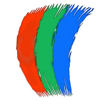 dab by brush, red, green, blue bands