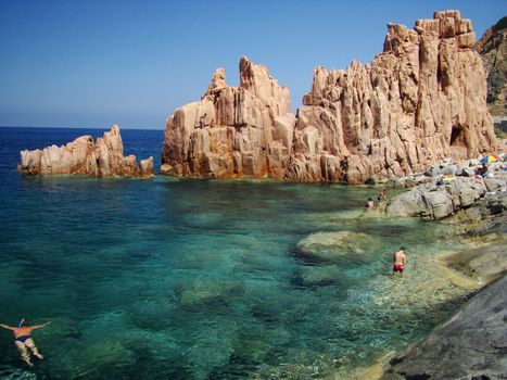 Beach of Red Rocks in Arbatax on Sardinia island, Italy.