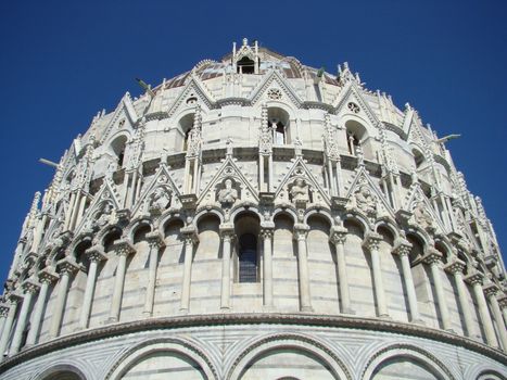 baptistry  on Square of Miracles in Pisa, Tuscany, Italy.