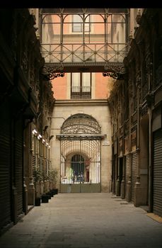 Ancient street of Barcelona. Passatge de Bacardi