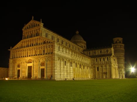 Piazza of Miracles in Pisa by night, Tuscany, Italy.