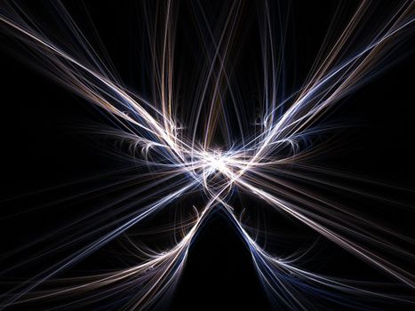 Abstract fractal background. Computer generated graphics. Light rays 3D.