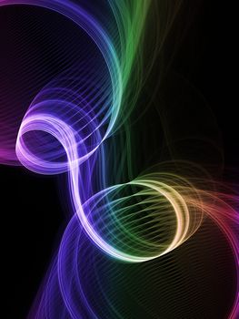 Abstract fractal background. Computer generated graphics. Rainbow waves.
