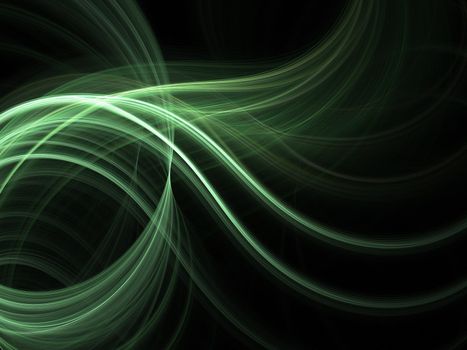 Abstract fractal background. Computer generated graphics. Green light wave.