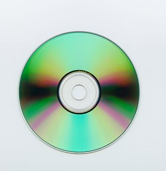 Extreme close up of a blank cd over white background