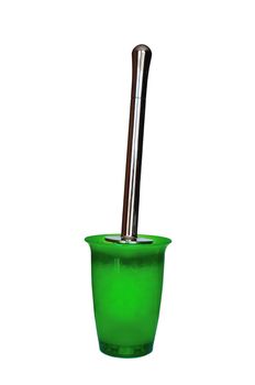 green toilet brush isolated on white Background