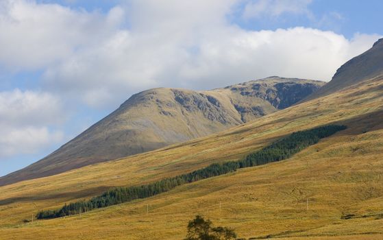 Scotland highland mountains on a shiny day