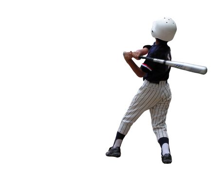 Children baseball player isolated over white background          