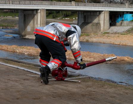 fireman during a training exercise          