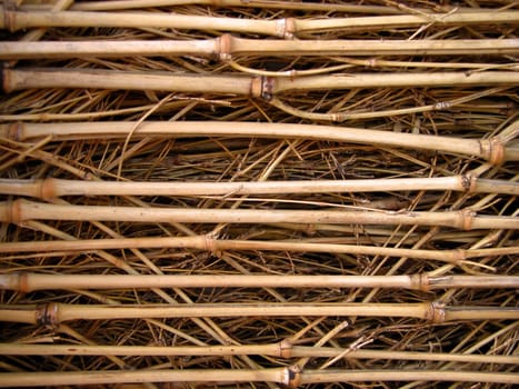 Close up of a bamboo wattle texture-detail of a bamboo fence.          